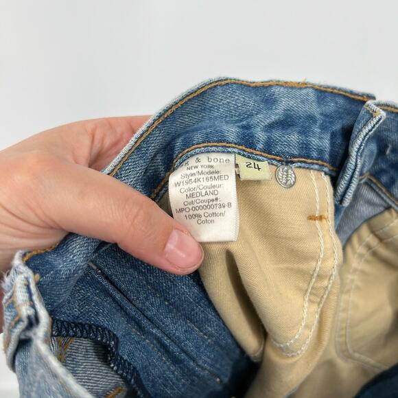 Rag & Bone Maya High Rise Denim Shorts in Medland Side Zippers - Picture 7 of 7